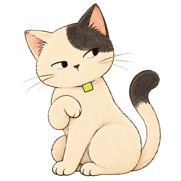 ShrinkCat, a cream-colored cat with one black ear